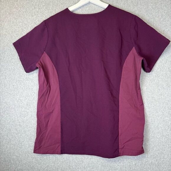 Figs Womens Size XL Healthcare Worker Scrub Top Burgundy Red Colorblock Nurse - Picture 6 of 8